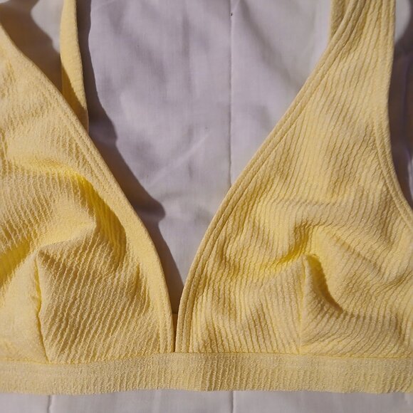 Peek and Beau Women's Fuller Bust  Ribbed Triangle  Bikini Top NWT Lemon - Picture 2 of 10